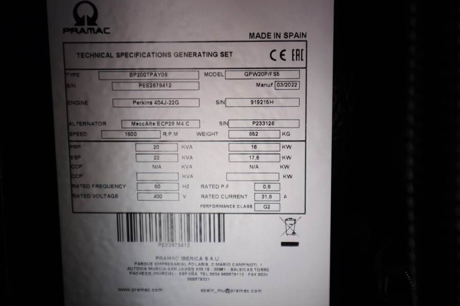 Pramac GPW20P Unused, Valid inspection, *Guarantee! Diese