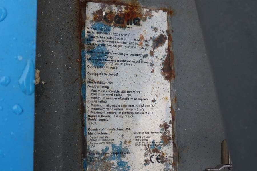 Genie GS2632 Electric, Working Height 10m, 227kg Capacit
