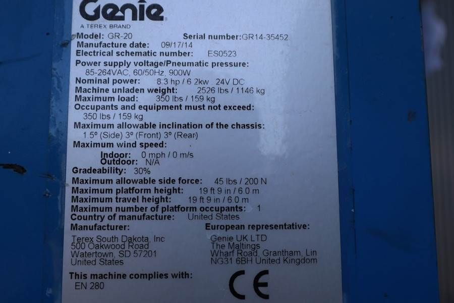 Genie GR20 Electric, 8m Working Height, Non Marking Tyre