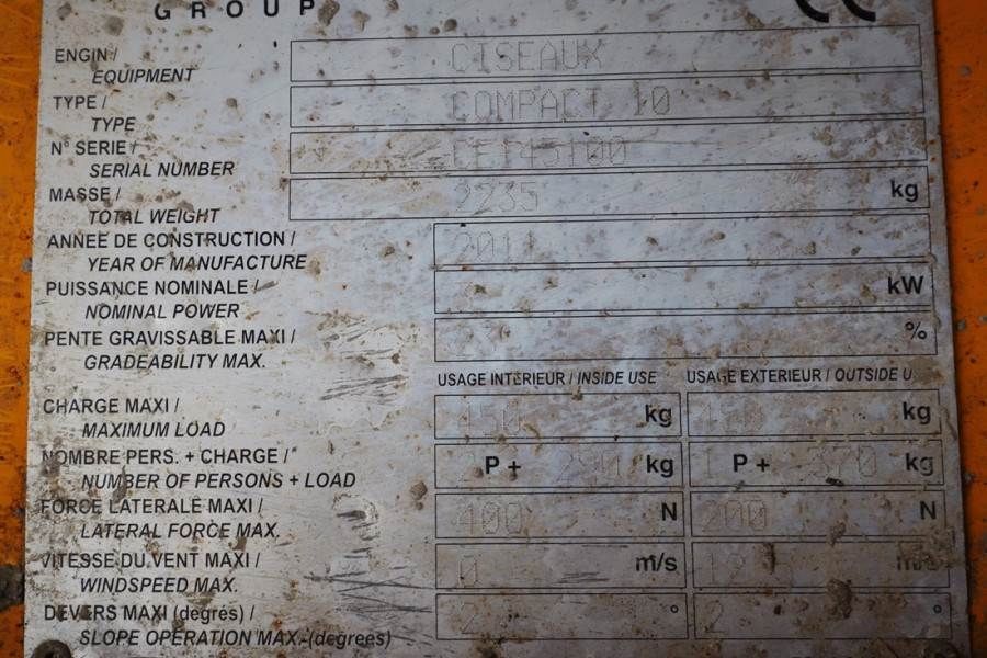 Haulotte Compact 10 Electric, 10m Working Height, 450kg Cap