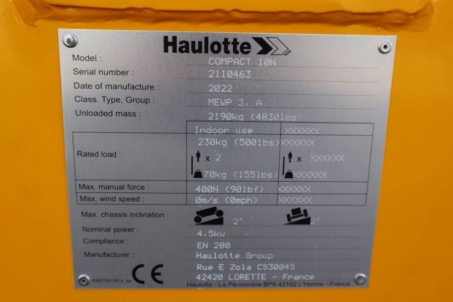 Haulotte Compact 10N Valid Iinspection, *Guarantee! 10m Wor