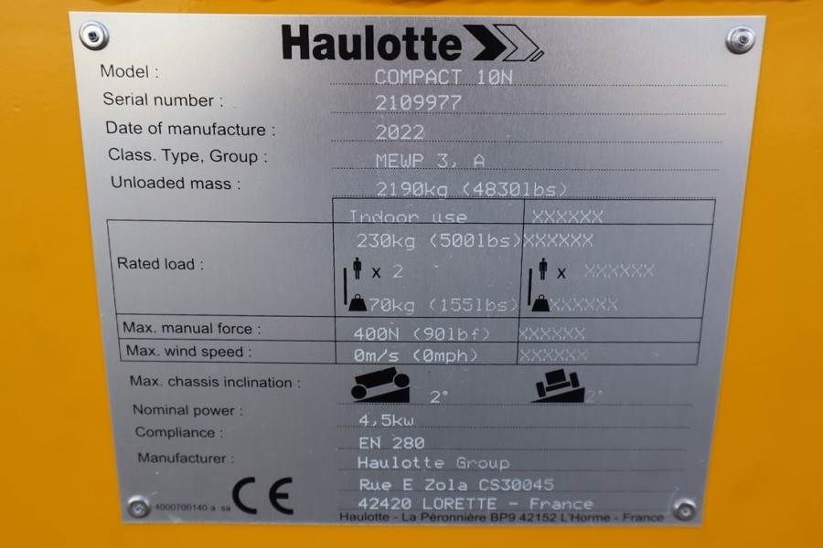 Haulotte Compact 10N Valid Iinspection, *Guarantee! 10m Wor