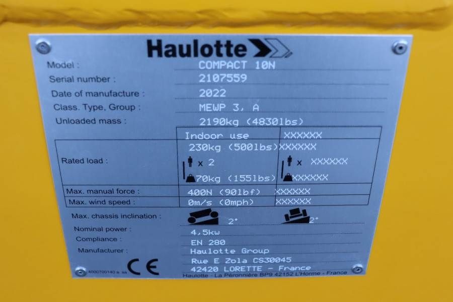 Haulotte Compact 10N Valid Iinspection, *Guarantee! 10m Wor