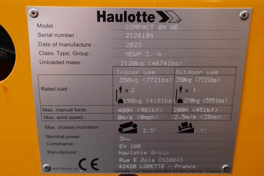 Haulotte Compact 8N Valid inspection, *Guarantee! 8m Workin