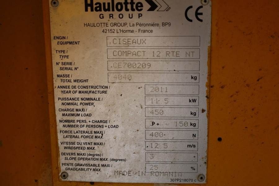 Haulotte Compact 12RTE Electric, 12m Working Height, 450kg