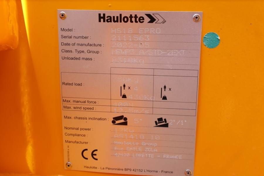 Haulotte HS18EPRO Valid Inspection, Full Electric 4x4 Drive