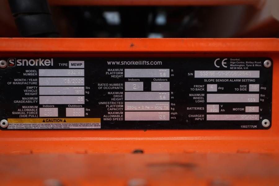 Snorkel S3219E Valid Inspection, *Guarantee! ,Electric, 8m