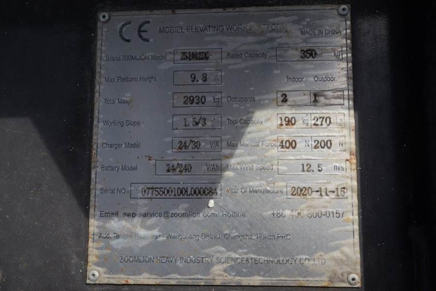Zoomlion ZS1012DC Valid Iinspection, *Guarantee! 11.8m Work
