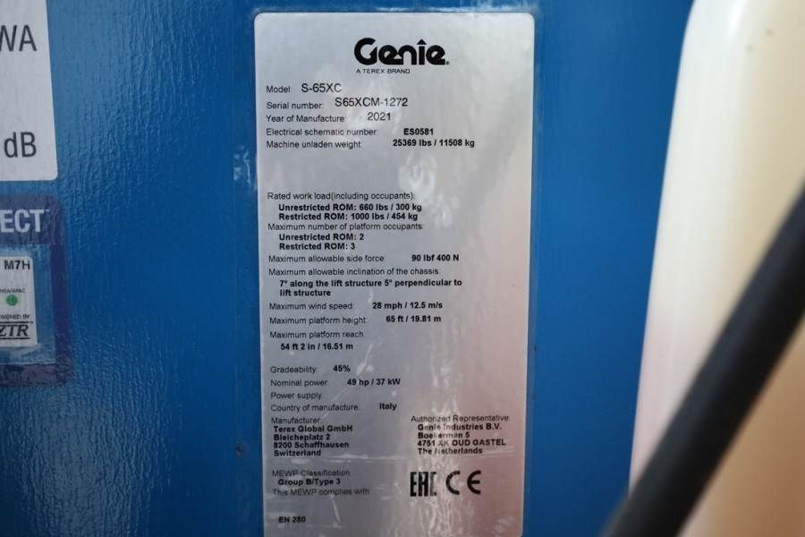 Genie S65XC Guarantee! Diesel, 4x4 Drive, 21.8m Working
