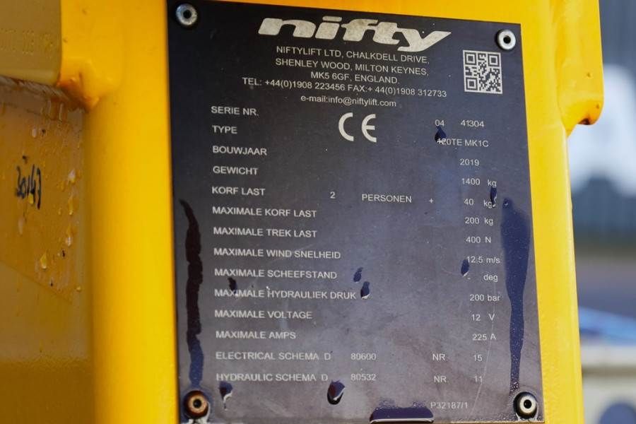 Niftylift 120TE Electric, 12.2m Working Height, 6.1m Reach,
