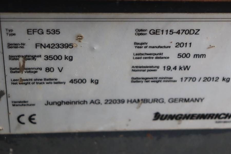 Jungheinrich EFG535 Electric, Lifting Height 4700mm, Freelift 1