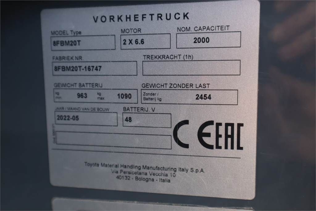 Toyota 8FBM20T Valid inspection, *Guarantee! Electric, 47