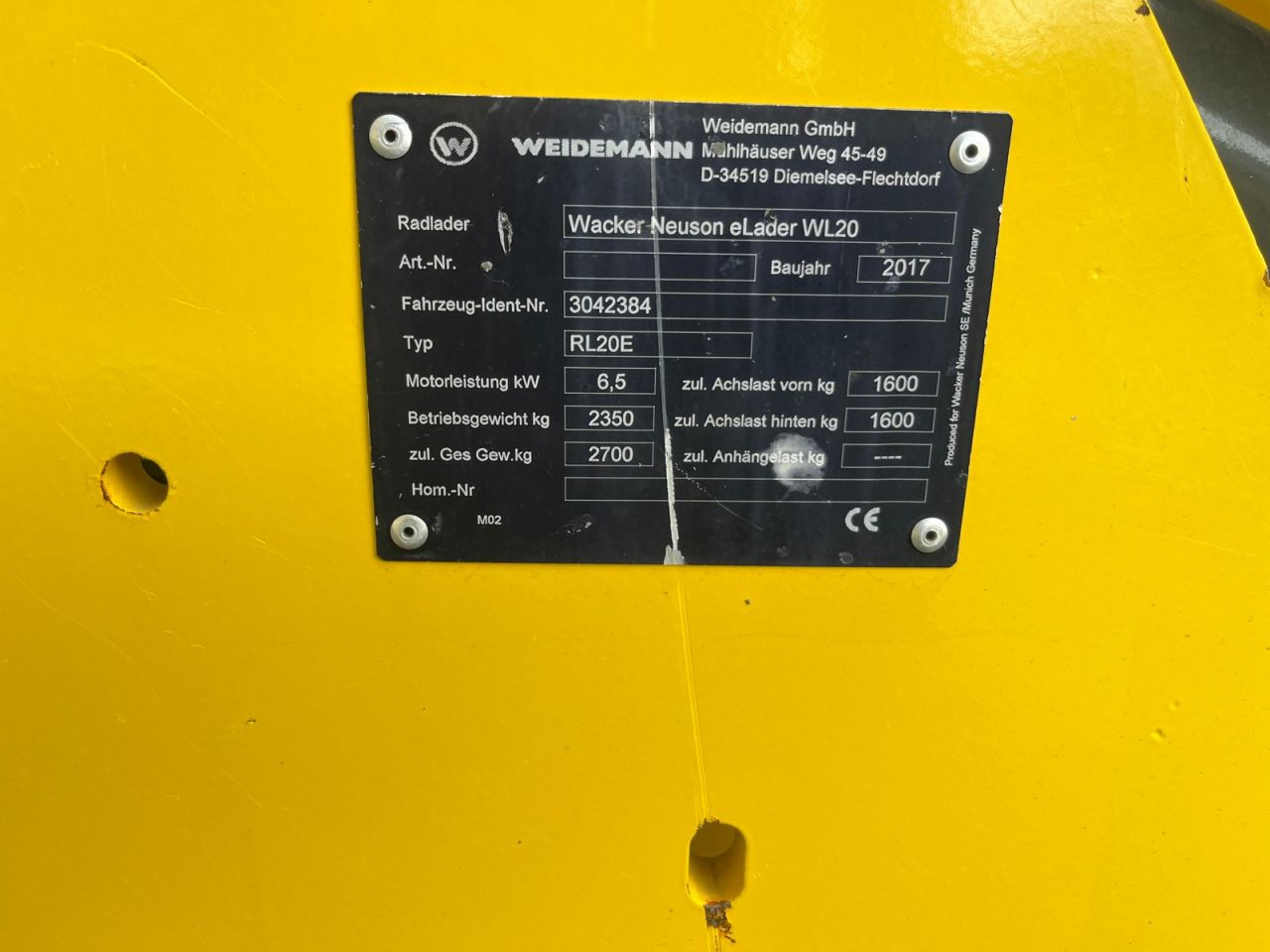 Wacker Neuson WL 20 E Elektrische shovel (Zelfde als Weidemann)