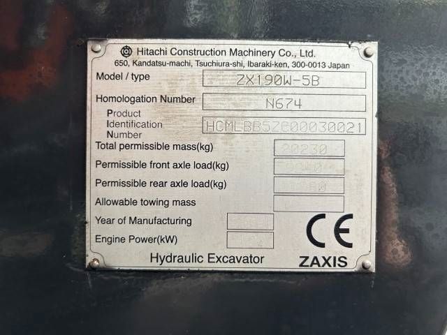 Hitachi ZAXIS 190W-5B
