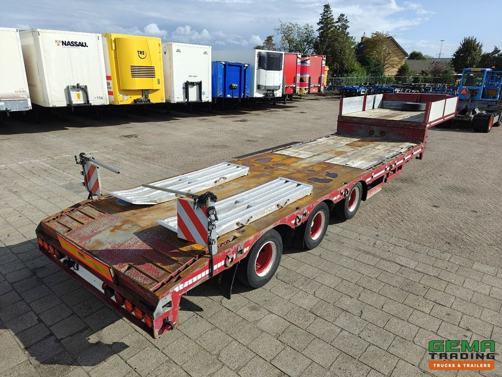 Broshuis E-2190/27 3-Achs-SAF – Semi-Tieflader – Ausziehbar 4,57 m – Verbreiterbar – Twistlocks – Rampen – 11/2025 TÜV