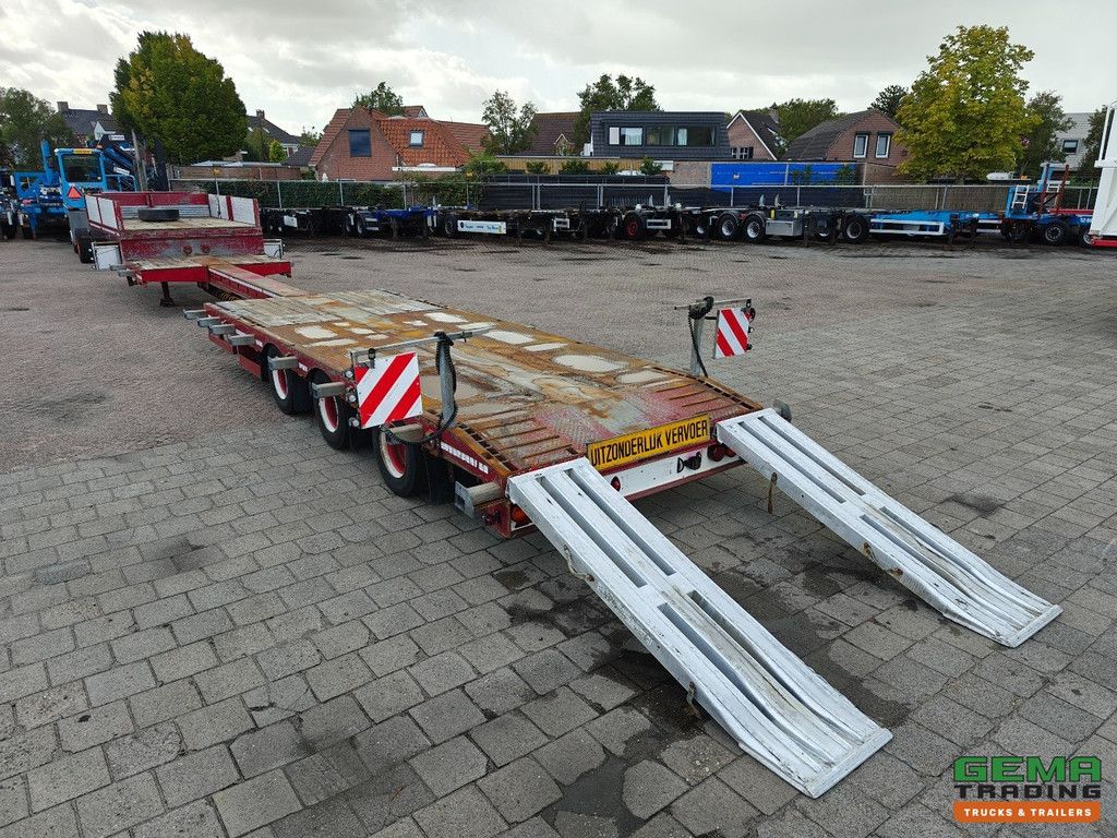 Broshuis E-2190/27 3-Achs-SAF – Semi-Tieflader – Ausziehbar 4,57 m – Verbreiterbar – Twistlocks – Rampen – 11/2025 TÜV