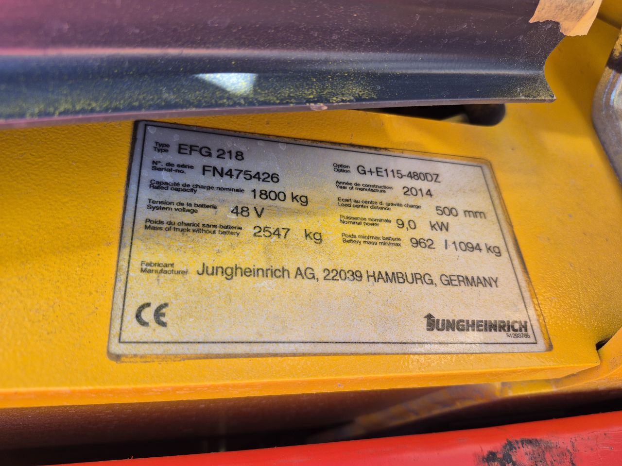 Jungheinrich EFG 218 triplex sideshift 4e functie bj 2014