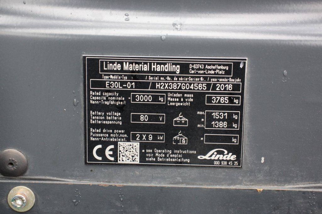 Gabelstapler Linde E30L-01 Elektro 3000kg 3,84m 2016