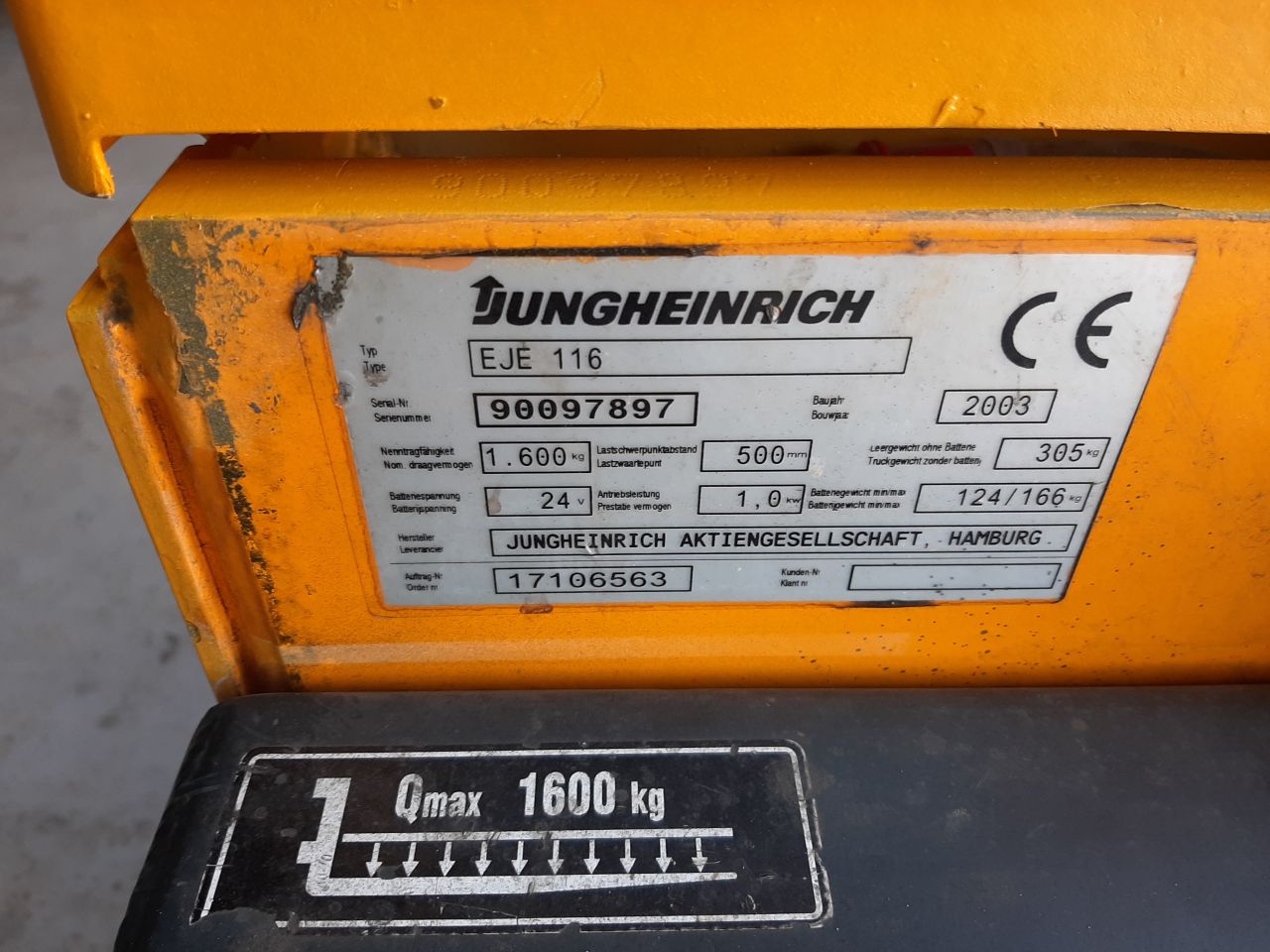 Jungheinrich elektrische palletwagen eje116 accu bj 2022