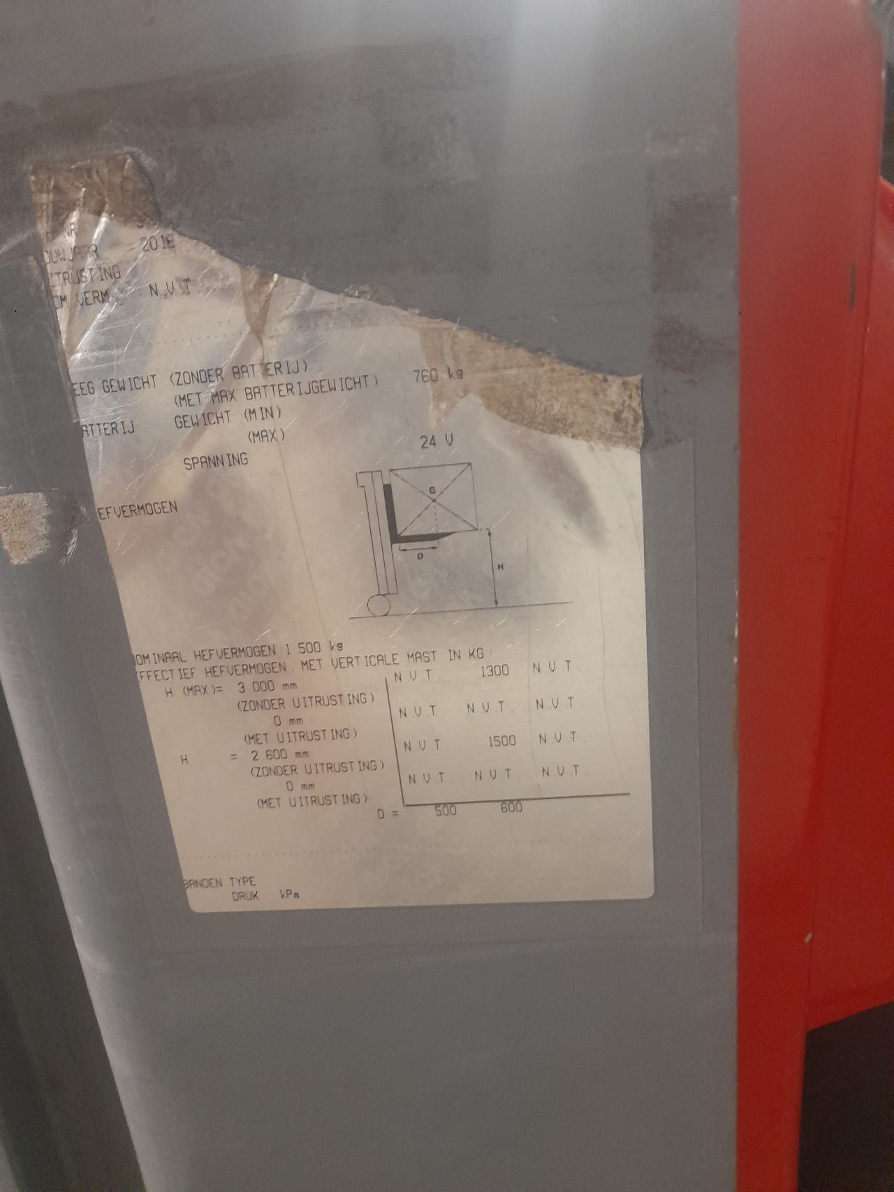 Stapelaar Climax 3 m hefhoogte 1500kg