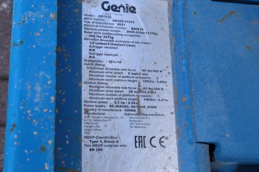 Genie GS1932 E-Drive Several In Stock, 8m Working Height