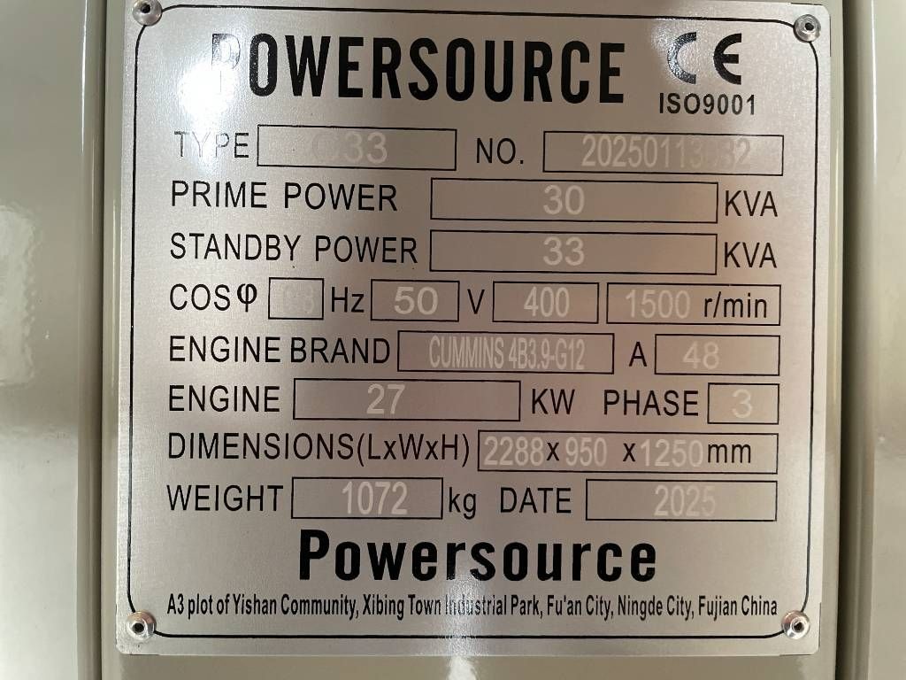 Cummins 4B3.9-G12 - 33 kVA Generator - DPX-19830.1