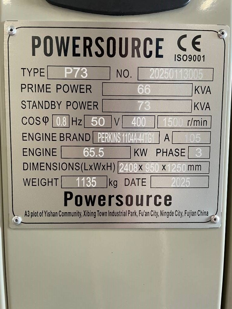 Perkins 1104A-44TG1 - 73 kVA Generator - DPX-19804.1