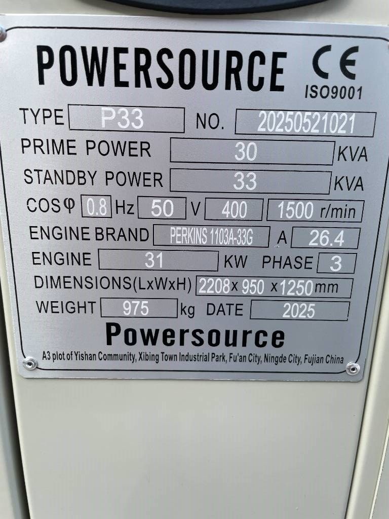 Perkins 1103A-33 - 33 kVA Generator - DPX-19802