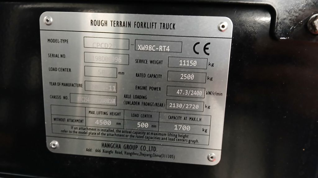 Hangcha CPCD25-XW98C-RT4 4X4 Heftruck