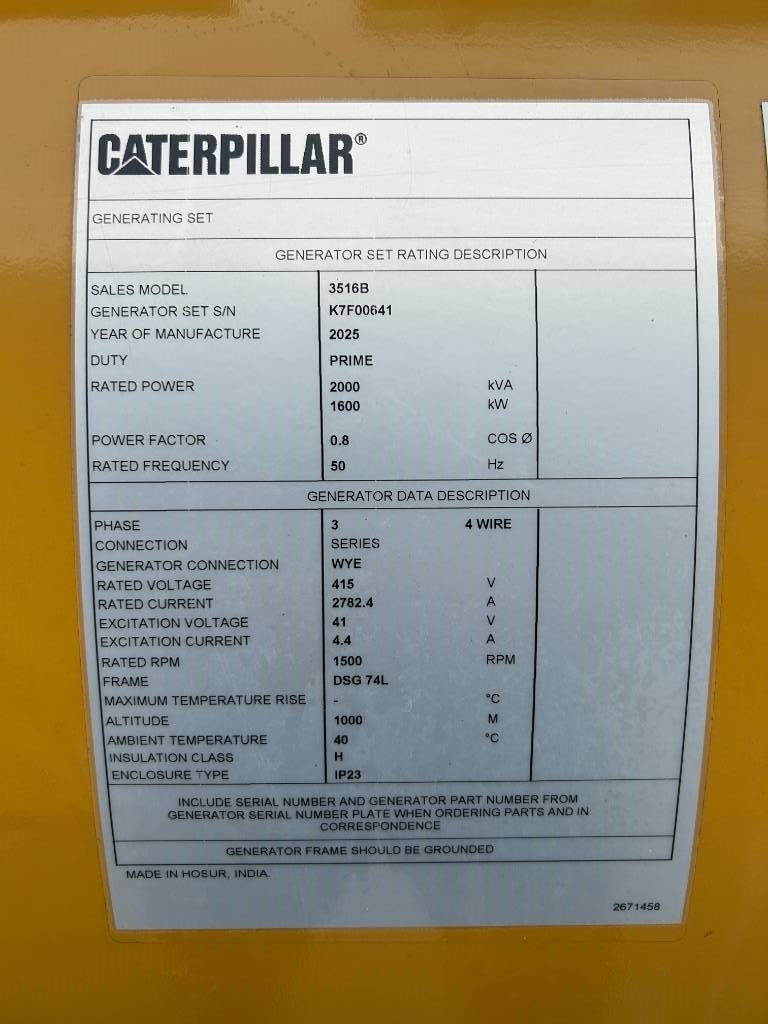 CAT 3516B - 2.250 kVA Generator - DPX-25084