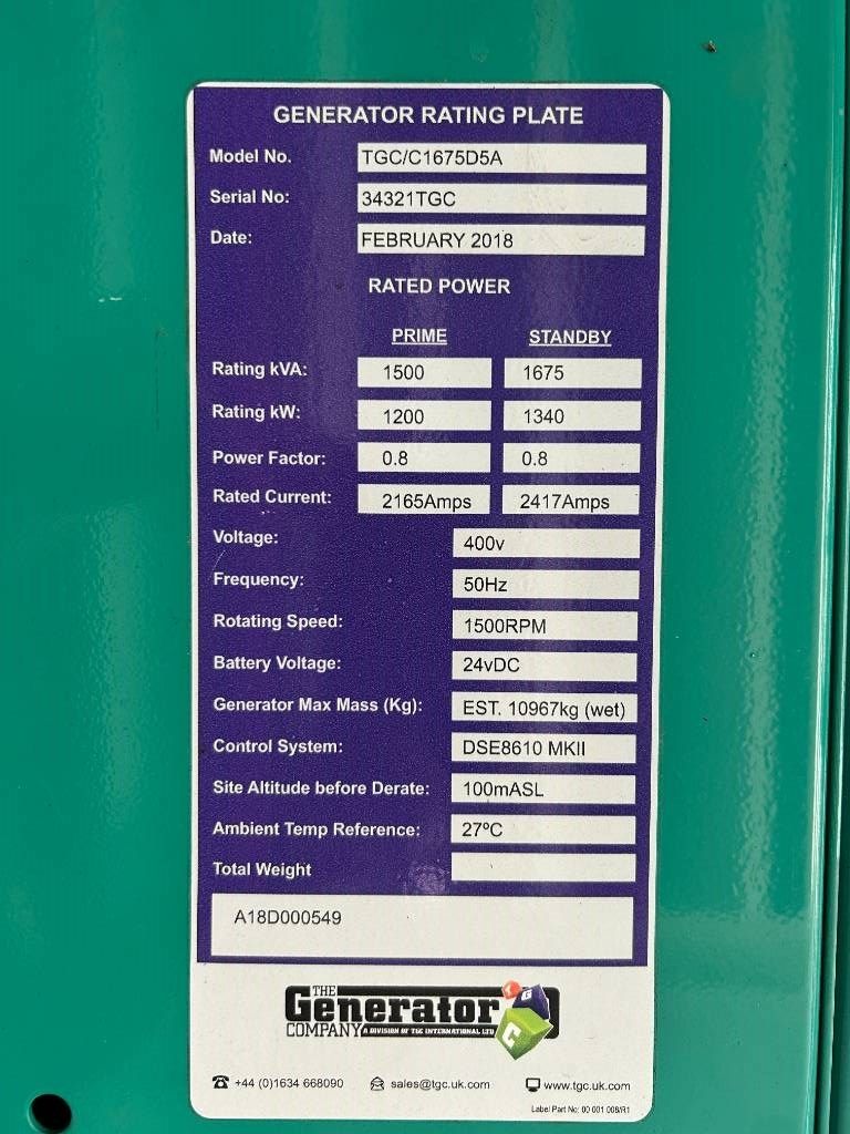 Cummins C1675D5A - 1.675 kVA Generator - DPX-12626