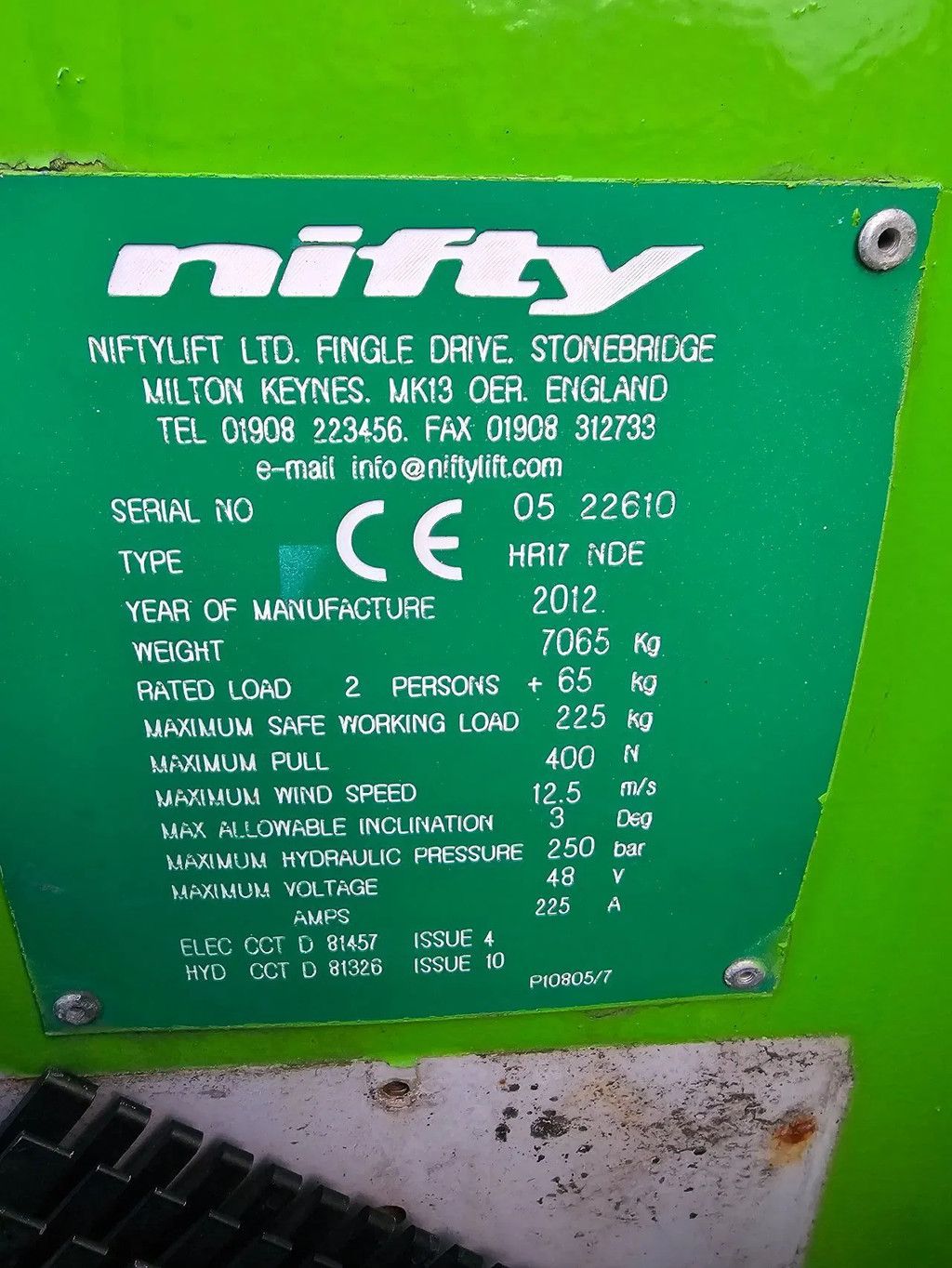 Niftylift Hr17 diesel en elektrisch hoogwerker 1300h