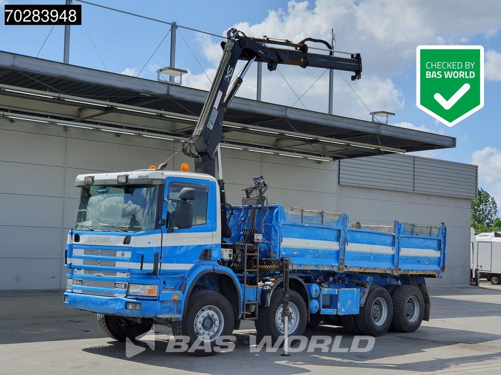 Scania G420 8X4 15m3 tipper Hiab 144 Crane Steelsuspension Manual Big-Axle Euro 3