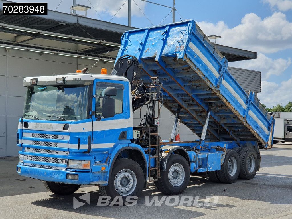 Scania G420 8X4 15m3 tipper Hiab 144 Crane Steelsuspension Manual Big-Axle Euro 3