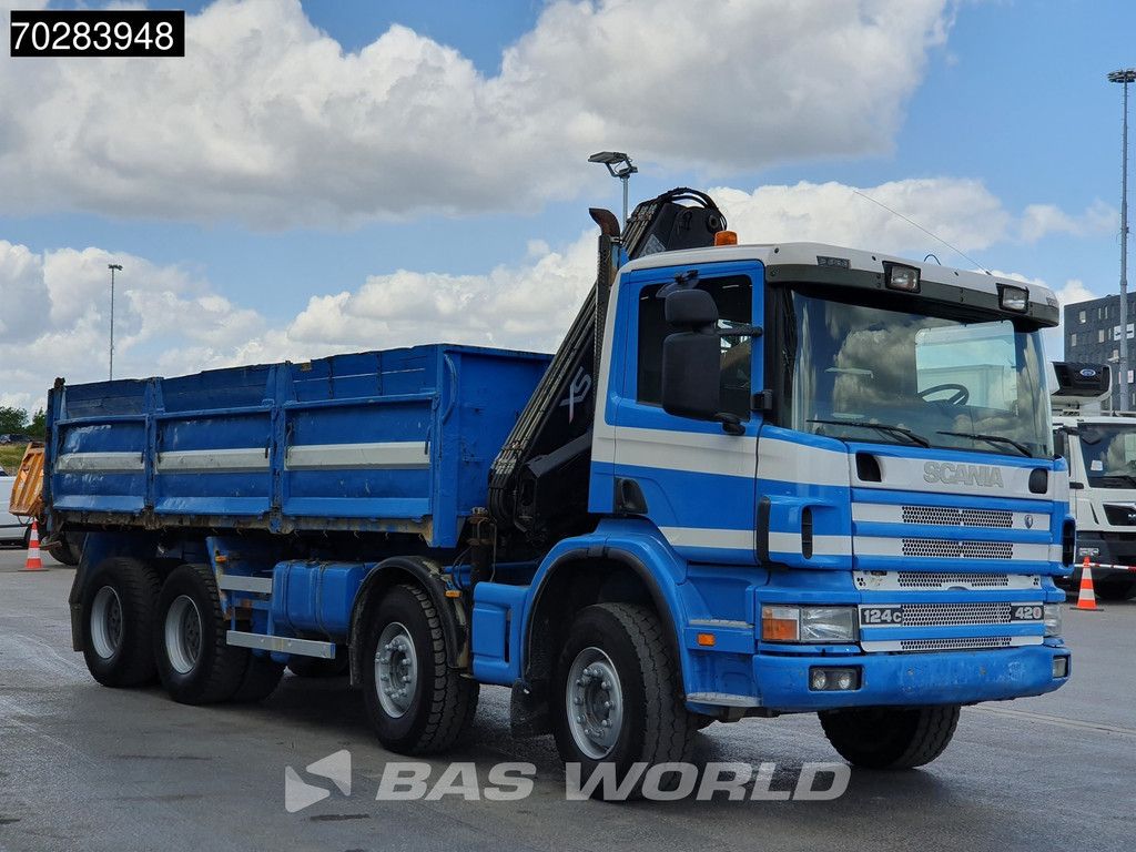 Scania G420 8X4 15m3 tipper Hiab 144 Crane Steelsuspension Manual Big-Axle Euro 3