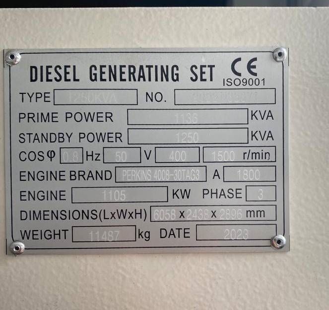 Perkins 4008TAG3 - 1.250 kVA Generator - DPX-19821