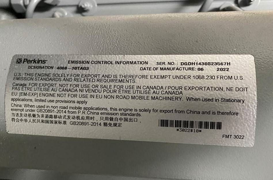 Perkins 4008TAG3 - 1.250 kVA Generator - DPX-19821