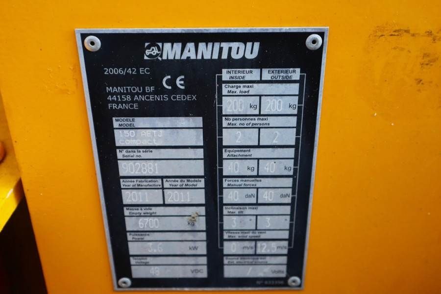 Manitou 150AETJ Compact Electric, 15m Working Height, 6.5m