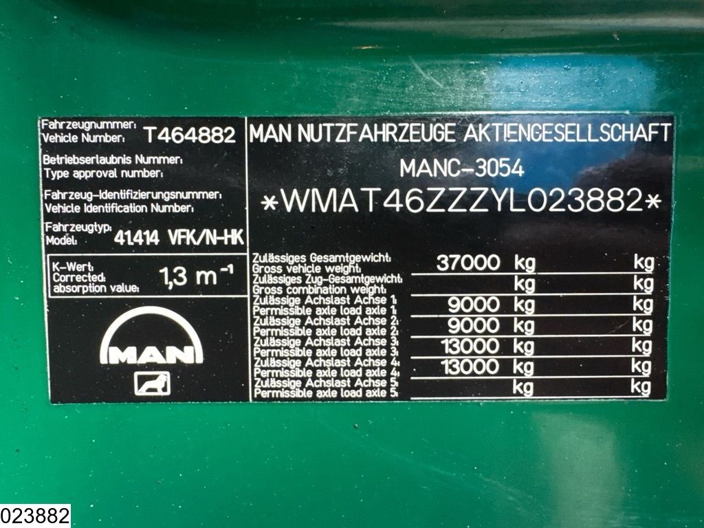 MAN 37 414 8x4, EURO 2, Manual, Leaf suspension