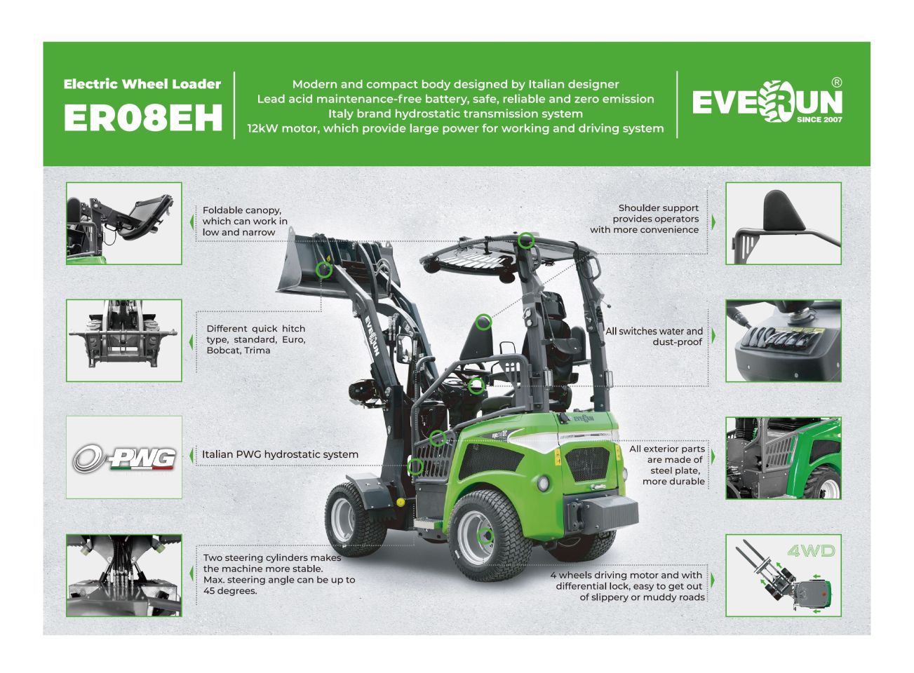 EVERUN ER08EH Elektrische minishovel