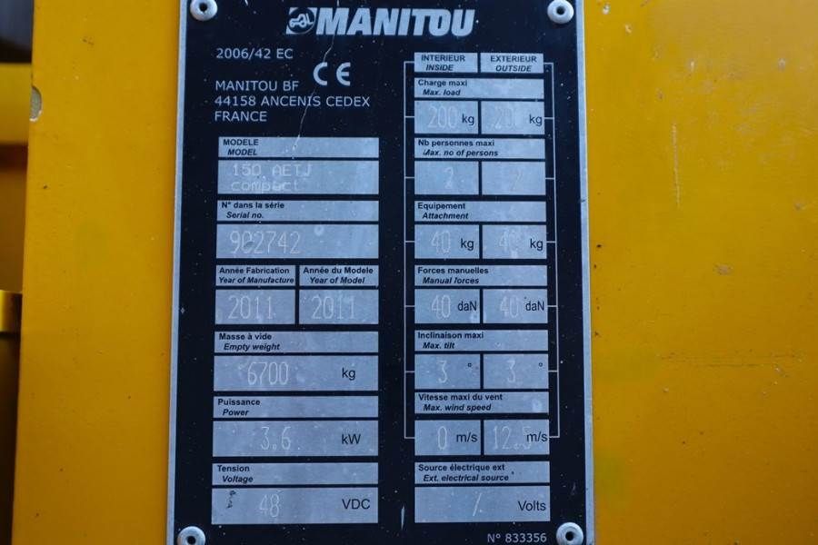 Manitou 150AETJ Compact Electric, 15m Working Height, 6.5m