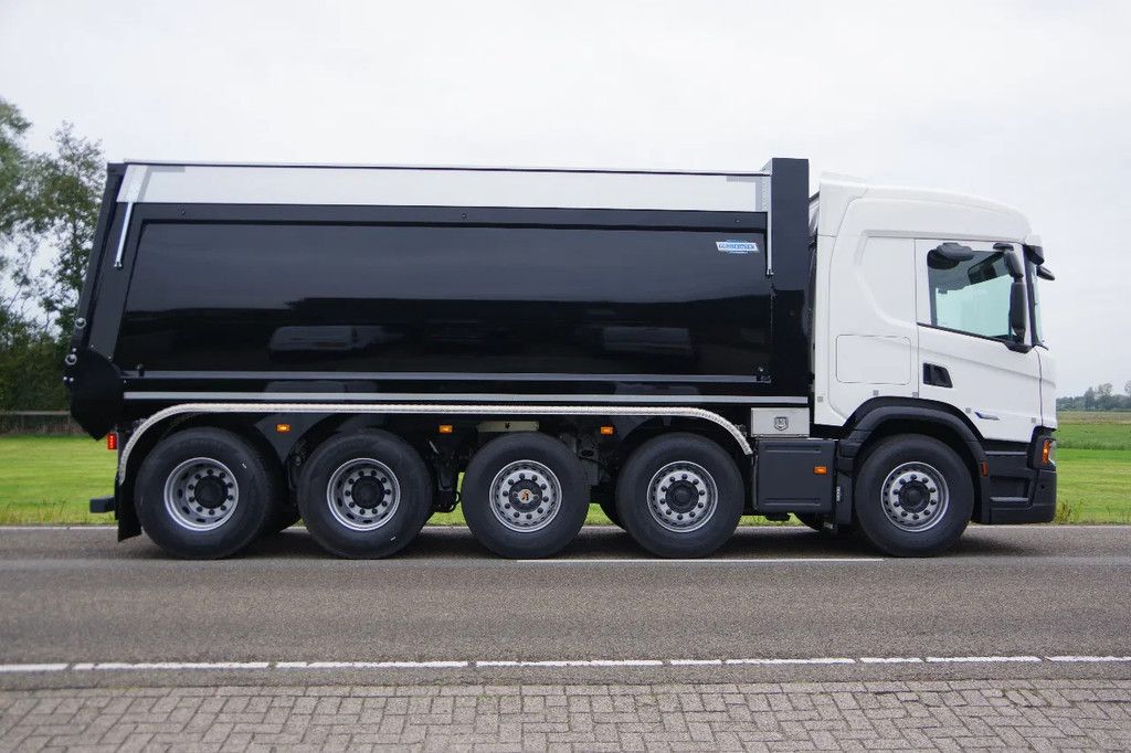 Scania 10x4 Quadro 46-ton met hefbare uitschakelbare 5de as en Gijsbertsen achterover kipper