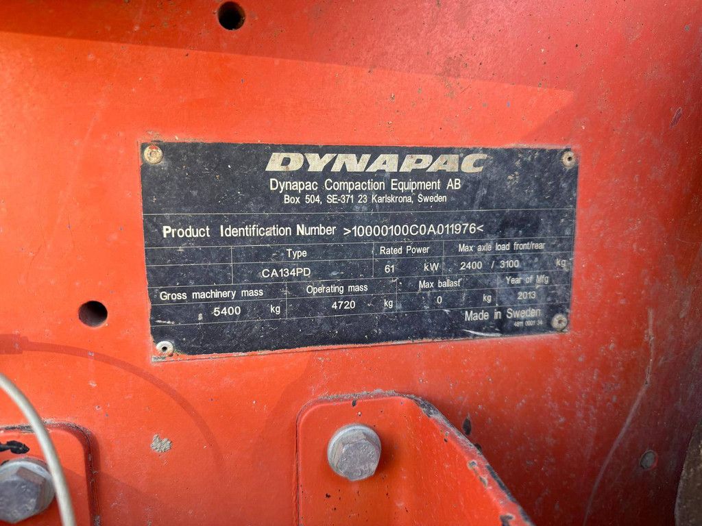 Compactor Dynapac CA134PD Diesel 2013