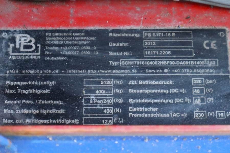 PB LIFT S171-16E Electric, 17.3m Working Height, 400k