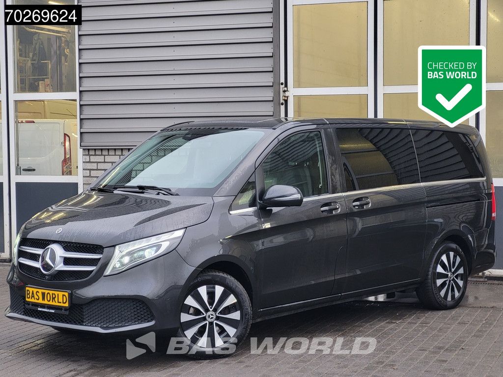 Mercedes V-Klasse 220 Ex.BPM/BTW Automaat Personenvervoer 7-Persoons L2H1 Trekhaak LED Navi Leder Airco Cruise Camera CarPlay Parkeersensoren Standkachel Euro6 Taxi TV Passenger Transport A/C Double cabin Towbar Cruise control