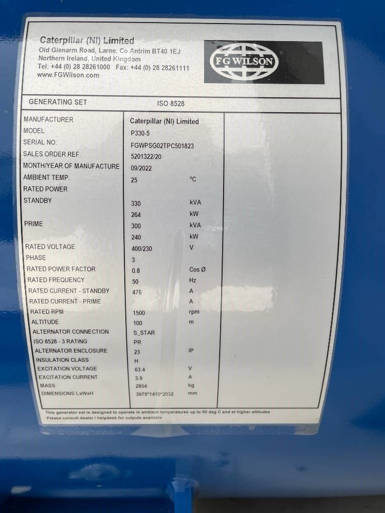 FG Wilson P330-5 - 330 kVA Surplus Genset - DPX-25086