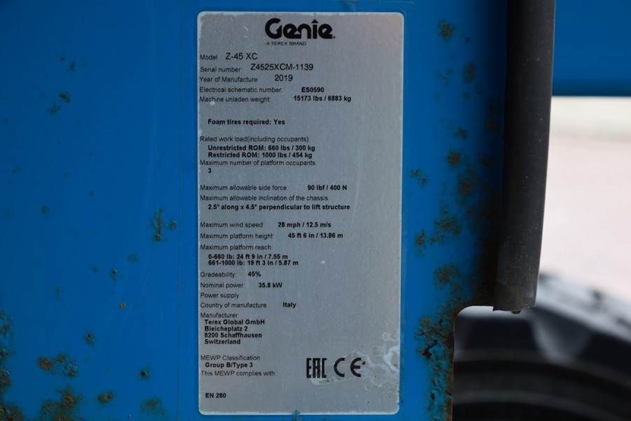 Genie Z45XC GUARANTEE, Diesel, 4x4 Drive, 16m Working He