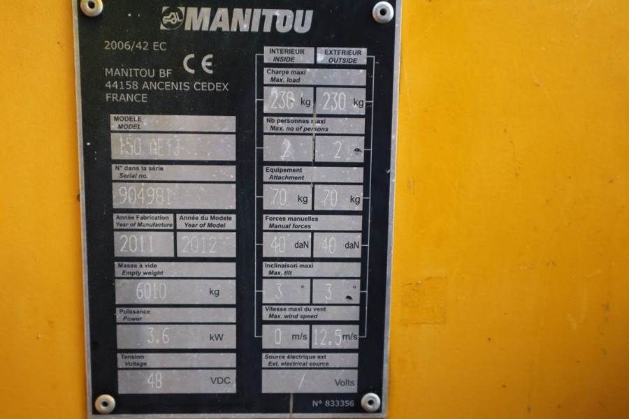 Manitou 150AETJ Electric, 15m Working Height, 6.5m Reach,