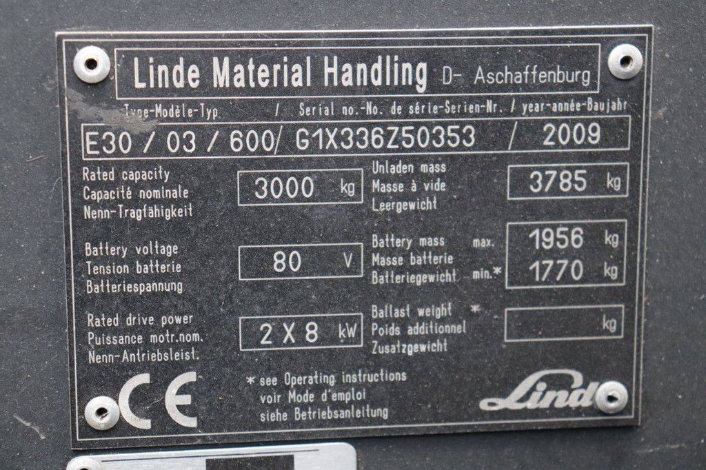 Gabelstapler Linde E30/03/600 Elektro 3000kg 2009