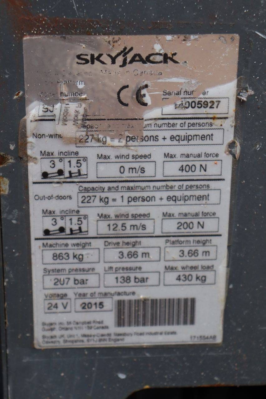 Skyjack SJ12 Elektrischer Mastlift 5,66 m 2015
